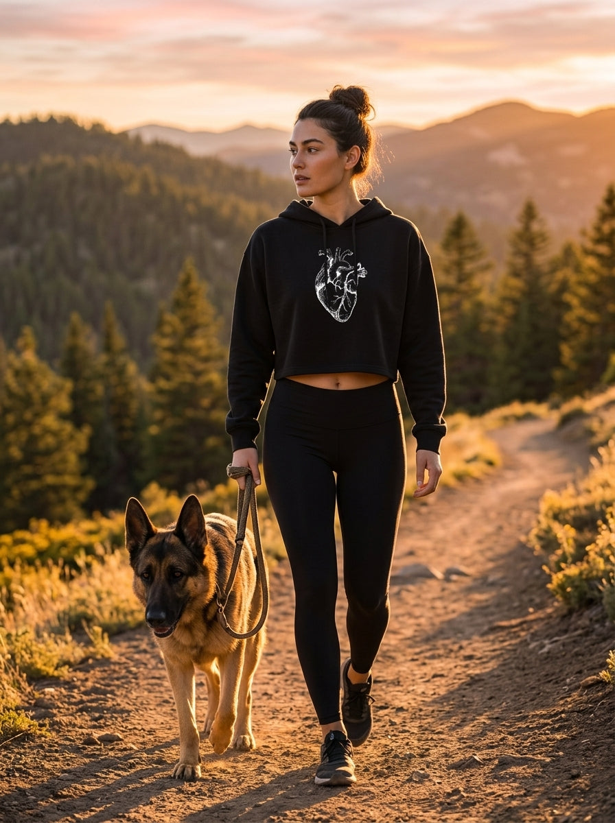 JUST My Heart Cropped Hoodie - Black