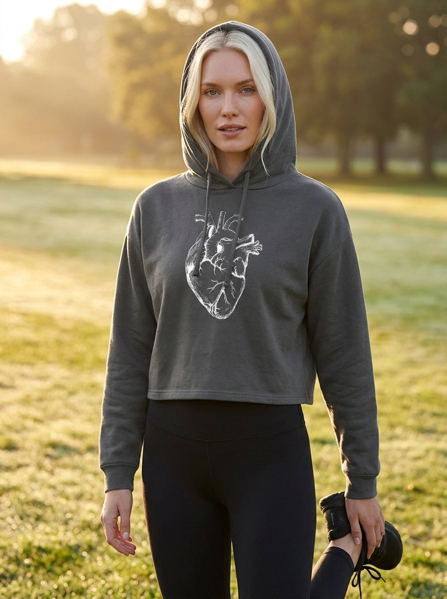 JUST My Heart Cropped Hoodie - Grey