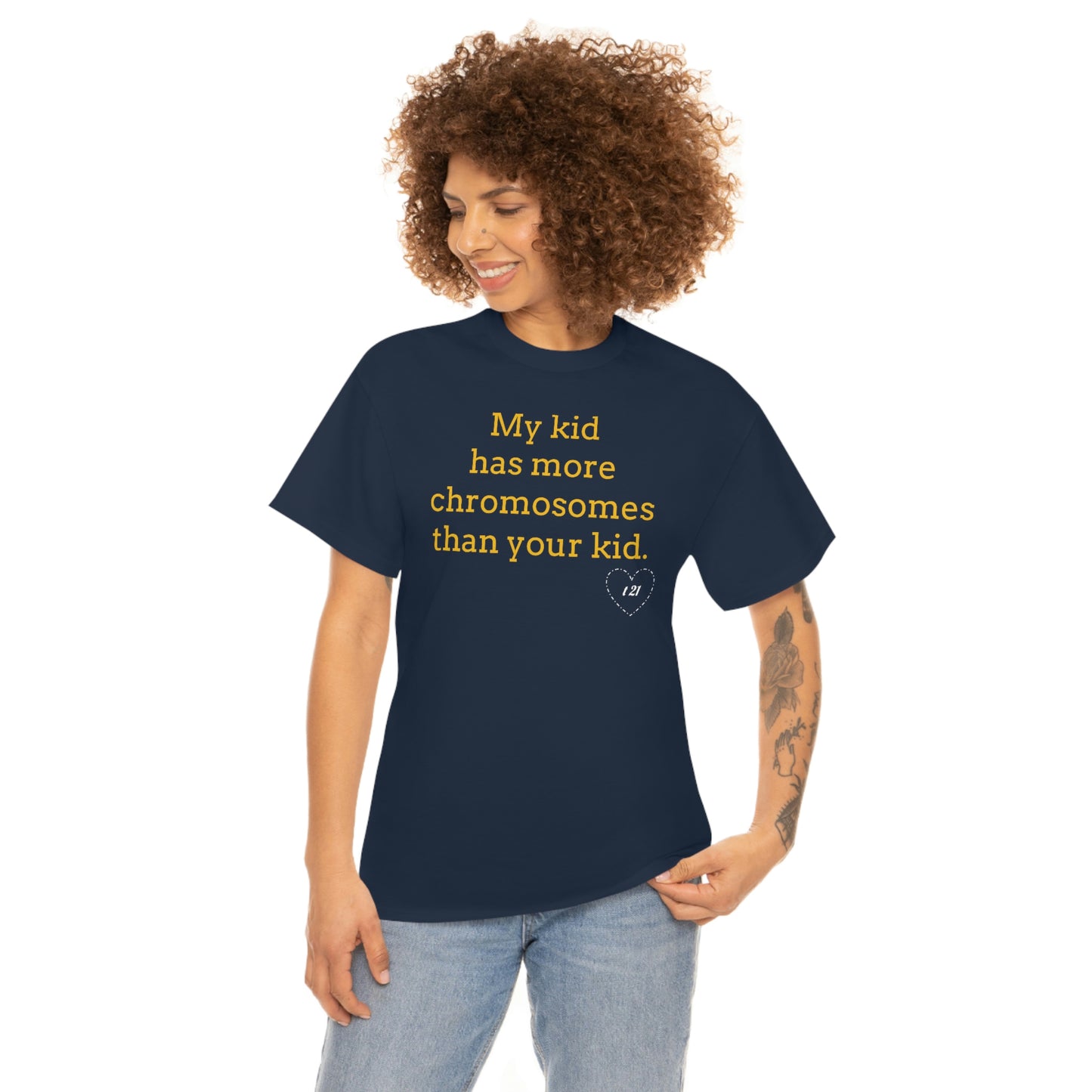 T21 Extra Chromosome Unisex Heavy Cotton Tee