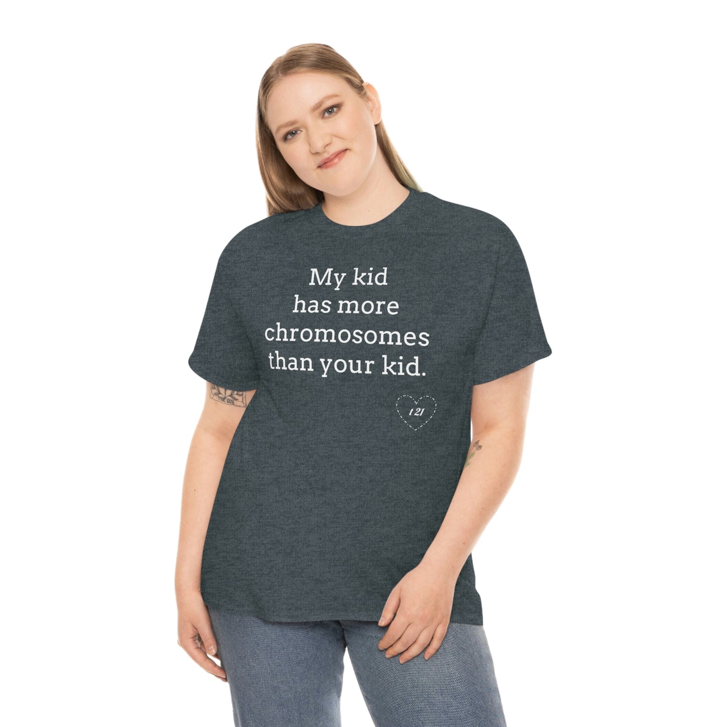 T21 Extra Chromosome Unisex Heavy Cotton Tee