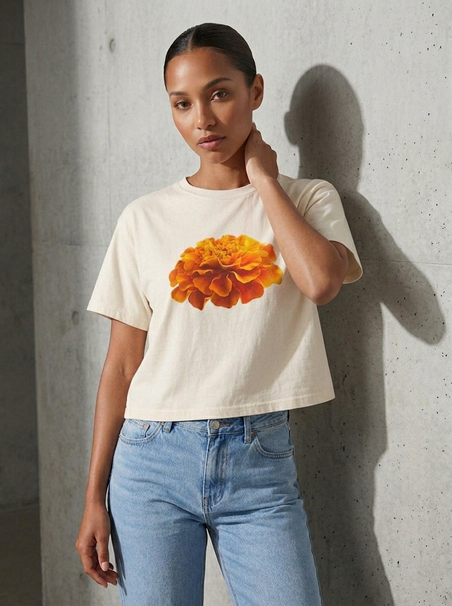 Not In Bouquets - Marigold Cropped Tee