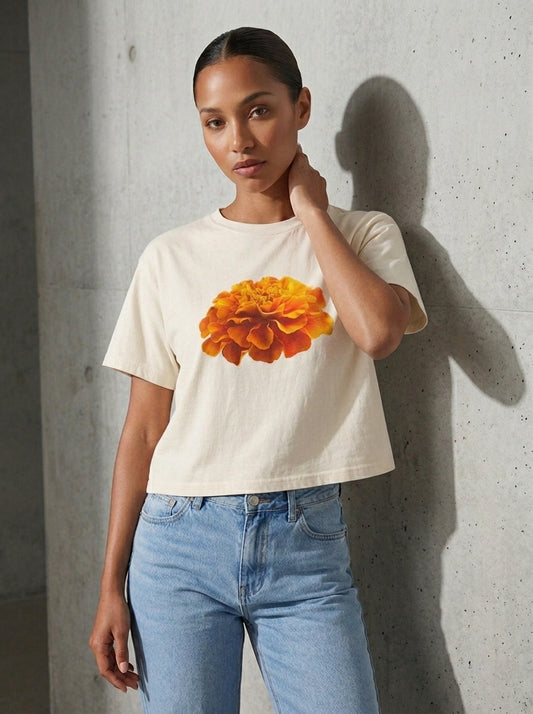 Not In Bouquets - Marigold Cropped Tee