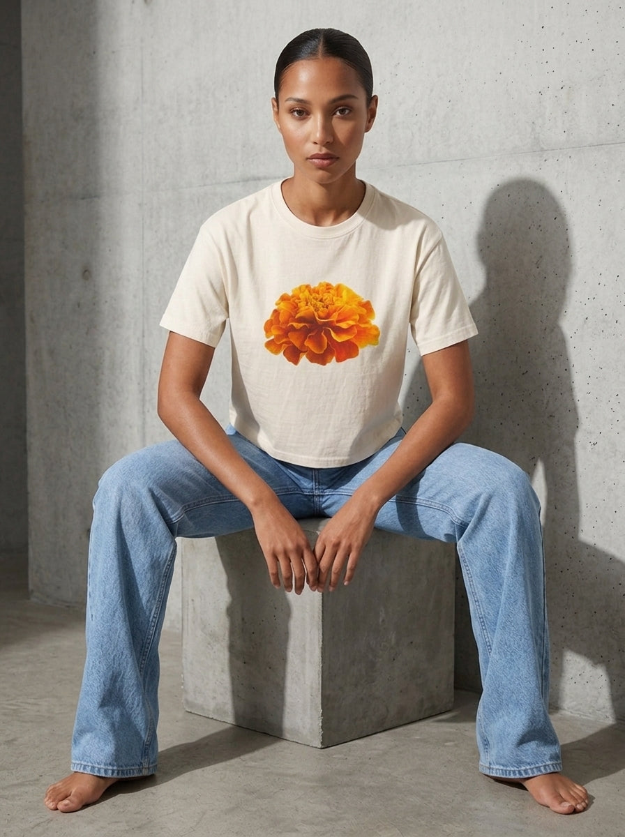 Not In Bouquets - Marigold Cropped Tee