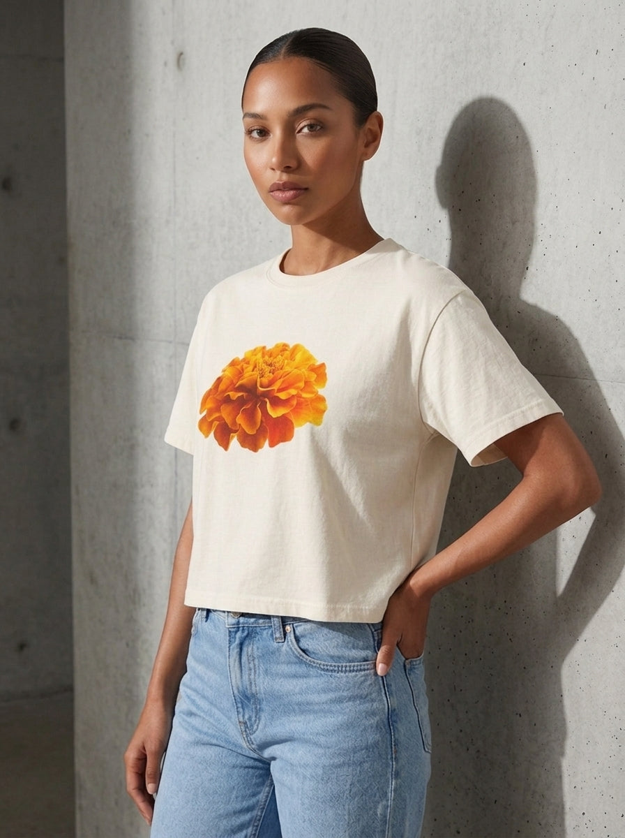 Not In Bouquets - Marigold Cropped Tee