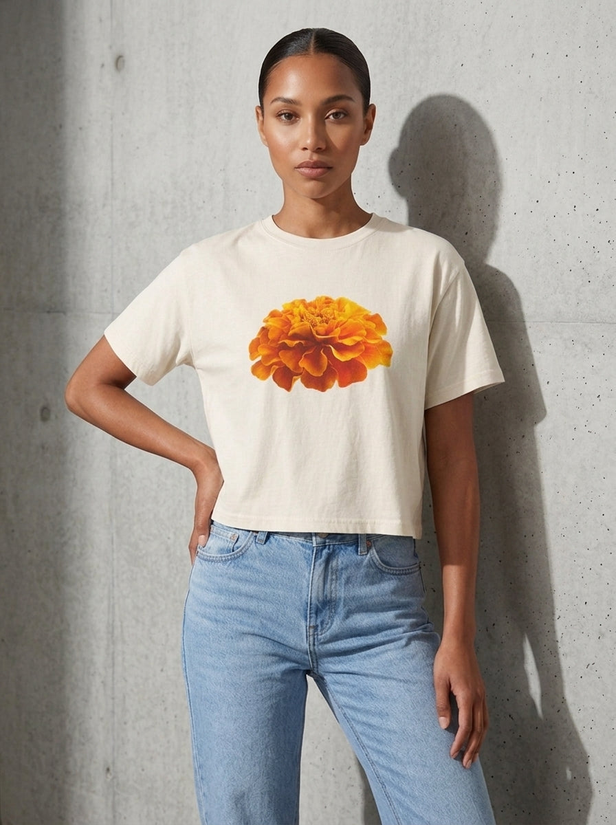 Not In Bouquets - Marigold Cropped Tee