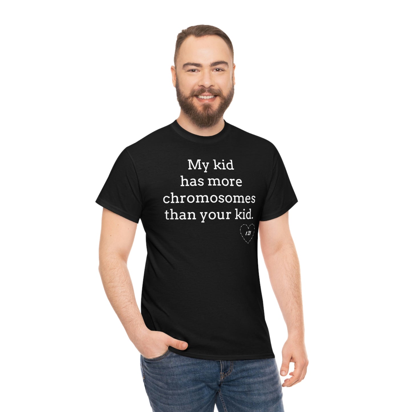 T21 Extra Chromosome Unisex Heavy Cotton Tee